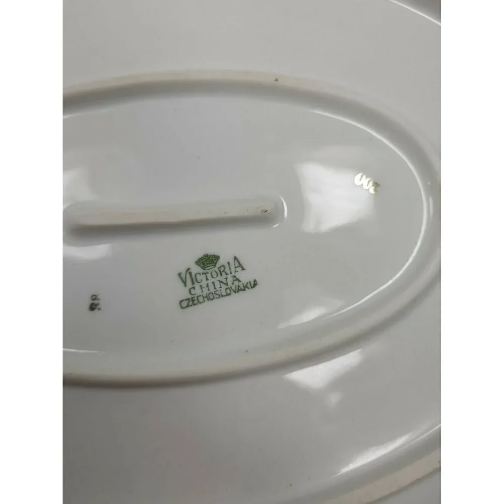 Vtg 1930's Victoria Ivory China Czechoslovakia Two Platters & Oven China Bowl